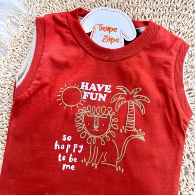 Conj. Regata Lion Have Fun e Bermuda - Terracota e Areia